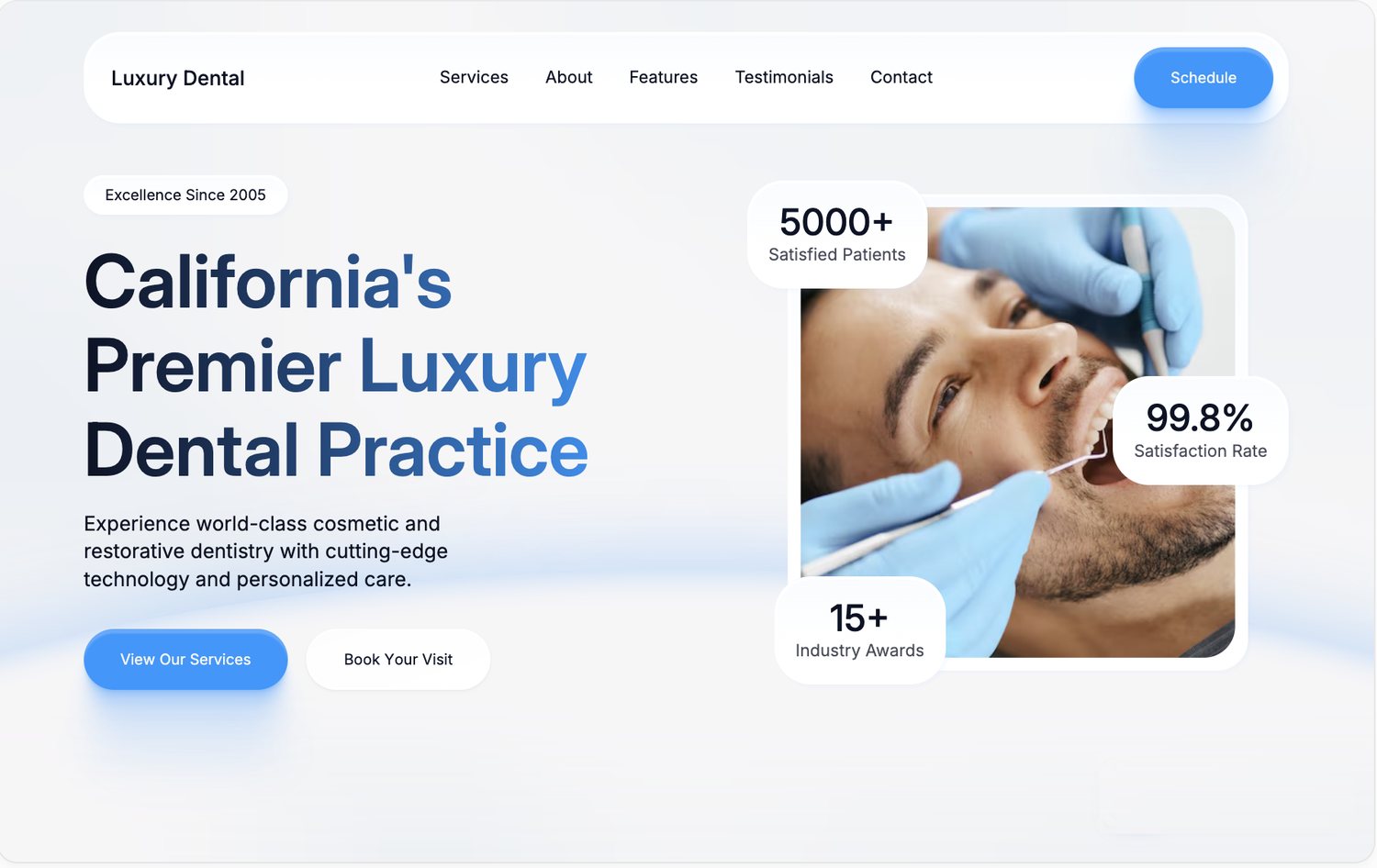 Luxury Dental clinic website hero section